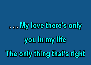 . . . My love there's only

you in my life

The only thing that's right