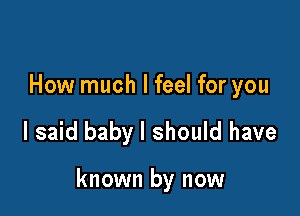 How much I feel for you

I said baby I should have

known by now