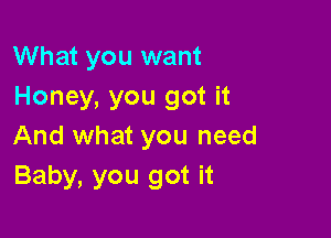 What you want
Honey, you got it

And what you need
Baby, you got it