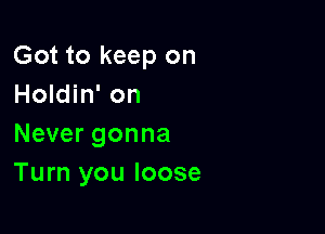 Got to keep on
Holdin' on

Never gonna
Turn you loose