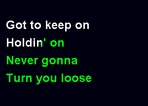 Got to keep on
Holdin' on

Never gonna
Turn you loose