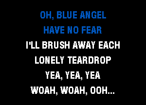 0H, BLUE ANGEL
HAVE NO FEAR
I'LL BRUSH AWAY EACH
LONELY TEARDROP
YEA, YEA, YEA

WOAH, WDAH, 00H... l