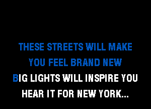 THESE STREETS WILL MAKE
YOU FEEL BRAND NEW
BIG LIGHTS WILL INSPIRE YOU
HEAR IT FOR NEW YORK...