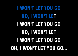 I WON'T LET YOU GO
NO, I WON'T LET

I WON'T LET YOU GO
NO, I WON'T LET

I WON'T LET YOU GO

OH, I WON'T LET YOU GO...