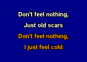 Don't feel nothing,

Just old scars

Don't feel nothing,

I just feel cold