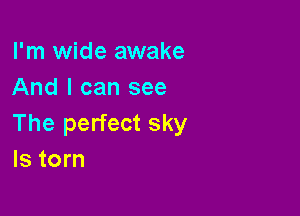 I'm wide awake
And I can see

The perfect sky
ls torn