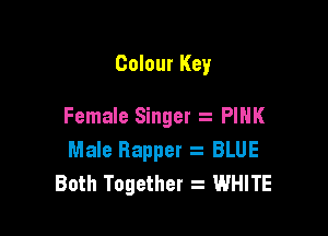 Colour Key

Female Singer PINK

Male Rapper a BLUE
Both Together WHITE