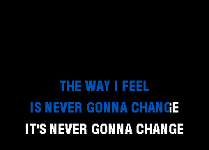 THE WAY I FEEL
IS NEVER GONNA CHANGE
IT'S NEVER GONNA CHANGE