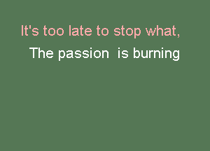 It's too late to stop what,
The passion is burning