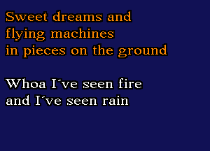Sweet dreams and
flying machines
in pieces on the ground

XVhoa I've seen fire
and I've seen rain