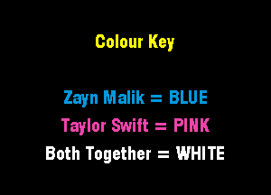 Colour Key

Zayn Malik BLUE

Taylor Swift PINK
Both Together z WHITE