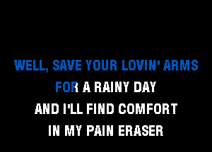 WELL, SAVE YOUR LOVIH' ARMS
FOR A RAIHY DAY
AND I'LL FIND COMFORT
IN MY PAIN ERASER