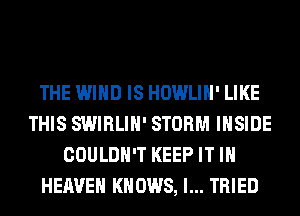 THE WIND IS HOWLIH' LIKE
THIS SWIRLIH' STORM INSIDE
COULDN'T KEEP IT IN
HEAVEN KNOWS, I... TRIED