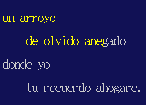 un arroyo

de olvido anegado

donde yo

tu recuerdo ahogare.