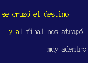 se cruzd el destino

y al final nos atrap6

muy adentro