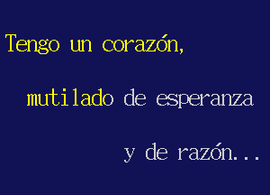 Tbngo un corazdn,

mutilado de esperanza

y de razdn...