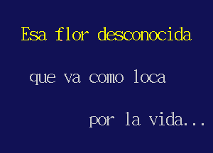 Esa flor desconocida

que va como loca

por la Vida...