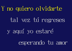 Y no quiero olvidarte
tal vez td regreses
y aqui yo estar

esperando tu amor