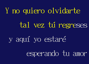 Y no quiero olvidarte
tal vez td regreses
y aqui yo estar

esperando tu amor