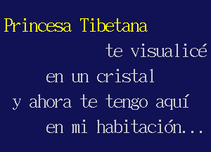 Princasa Tibetana
Joe Visualicei
en un cristal
y ahora Joe tengo aqu1'
en mi habitacidn. ..