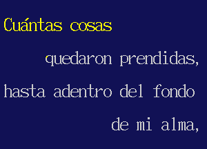 Cudntas cosas

quedaron prendidas,
hasta adentro del fondo

de mi alma,