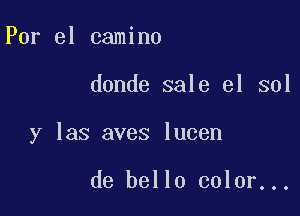 Por el camino

donde sale 31 sol

y las aves lucen

de bello color...