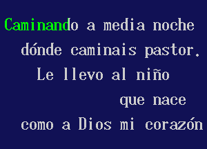 Caminando a media noche
ddnde caminais pastor.
Le llevo a1 ni 0
que nace
como a Dios mi corazdn