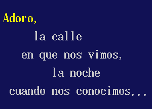 Adore,
la calle

en que nos vimos,

la noche
cuando nos conocimos...