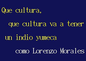 Que cultura,

que cultura va a tener

un indio yumeca

como Lorenzo Morales