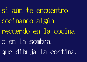 Si aan te encuentro
cocinando algun

recuerdo en la cocina
0 en la sombra
que dibuja 1a cortina.