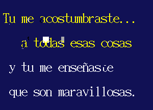 Tu me icostumbraste...
a tdaag esas cosas
y tu me ense asoe

que son maravillosas.