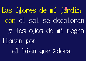 Las fdores de mi j3rdin
con el sol se decoloran
y los ojOs de mi negra
lloran por
el bien que adora