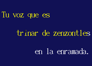 Tu voz que es

trinar de zenzontles

en la enramada.