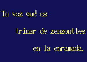 Tu voz qug es

trinar de zenzontles

en la enramada.