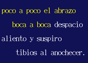 poco a poco e1 abrazo
boca a boca despacio

aliento y suspiro

tibios a1 anochecer.