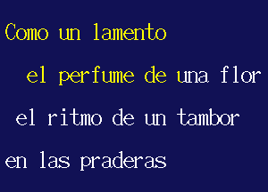 Como un lamento

el perfume de una flor

el ritmo de un tambor

en las praderas