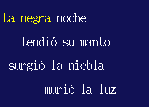 La negra noche

tendio su manto

surgio 1a niebla

murio la luz