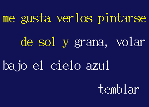 me gusta verlos pintarse

de sol y grana, volar

bajo el Cielo azul

temblar