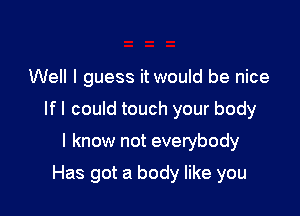 Well I guess it would be nice

If I could touch your body

I know not everybody
Has got a body like you