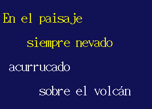 En el paisaje

siempre nevado
acurrucado

sobre el volcan