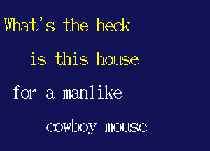 What, 8 the heck

is this house

for a manl Like

cowboy mouse