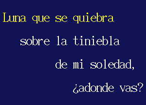 Luna que se quiebra

sobre la tiniebla
de mi soledad,

gadonde vas?