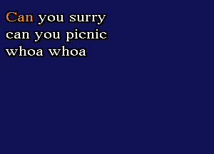 Can you surry
can you picnic
whoa whoa