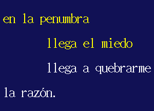 en la penumbra

llega el miedo

llega a quebrarme

la razbn.