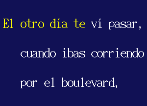 E1 otro dia te vi pasar,

cuando ibas corriendo

por el boulevard,