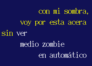 con mi sombra,
voy por esta acera

sin ver
medio zombie
en automatico