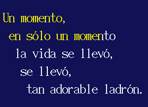 Un momento,
en 8010 un momento

la Vida se llevO,
se llevo,

tan adorable ladrOn.