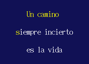 Un camino

siempre incierto

es la Vida