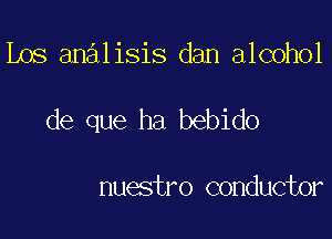 Les analisis dan alcohol

de que ha bebido

nuestro conductor