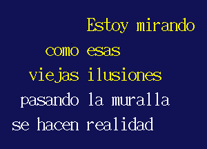 Estoy mirando
como esas

viejas ilusiones
pasando 1a muralla
se hacen realidad